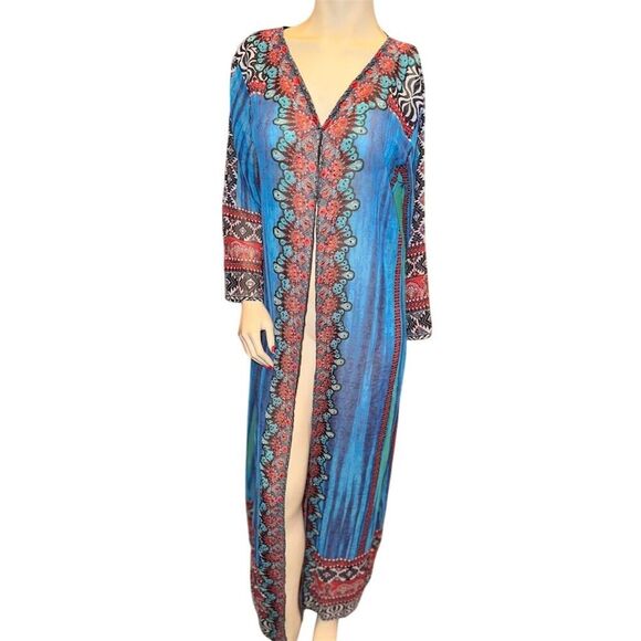 Venus Women's Multicolor Front-Hook Long Cape Beach Cover Up Size L - Picture 3 of 15